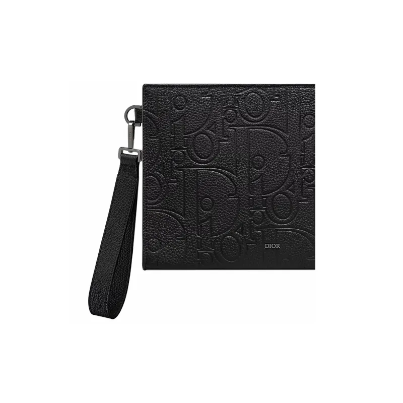 DIOR Leather Clutch Men's Black-3