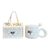 Stacking Cat Mug-Milk White[Cup Lid Spoon+Box]