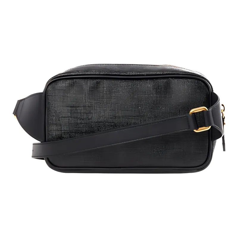 VERSACE Leather Sling Bag Fanny Pack Women's Black-3