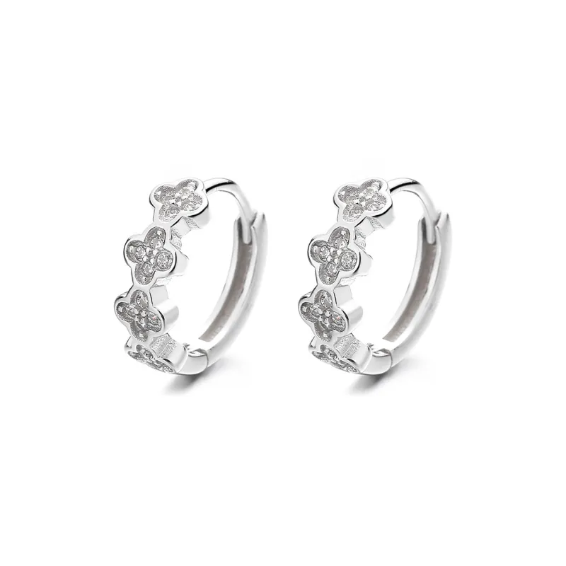 KING OF BLING 925 Sterling Silver With Zircon Stud Earrings Women's-0