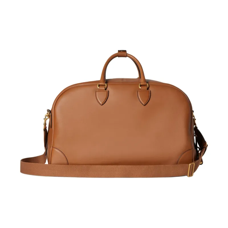 GUCCI GG Emblem Leather Travel Bag Men's Brown-3
