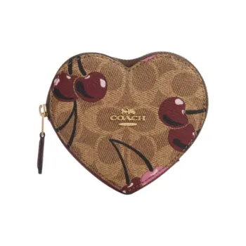 COACH Leather Coin Purse Mini Women's Tan