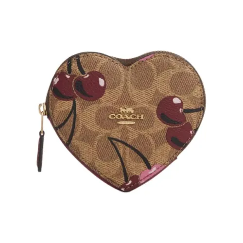 COACH Leather Coin Purse Mini Women's Tan
