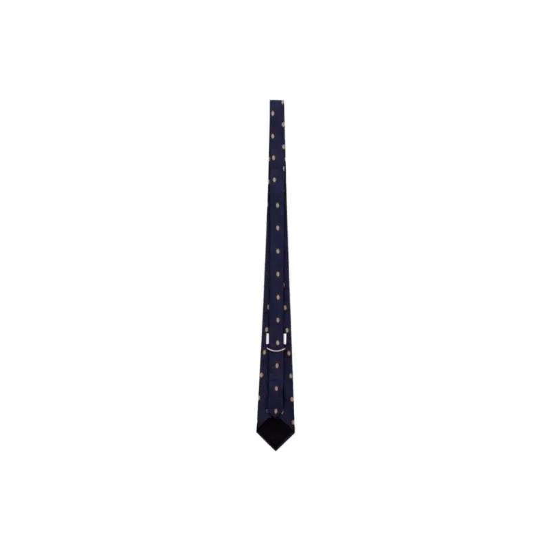 SAINT LAURENT Mulberry Silk Ties Unisex Navy-1