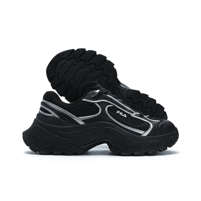 FILA SOFIA 4 Abrasion-Resistant Low-Top Chunky Sneakers Women's Black White-4
