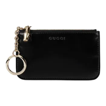 GUCCI Leather Key Pouch Trumpets Women's Black