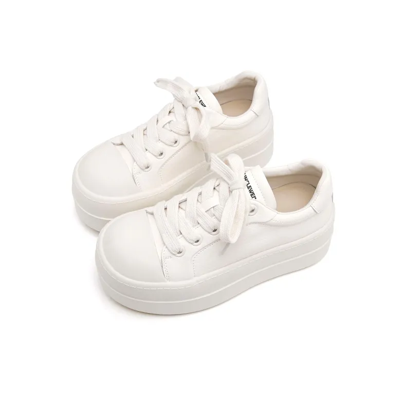 UNCLEWEN White Toast Slip-Resistant Lightweight Height Increasing Low-Top Skateboard Shoes Women's Cloud White-1