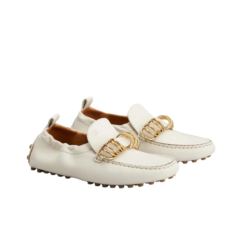 TOD'S Gommino Beanie Shoes Women's White-2