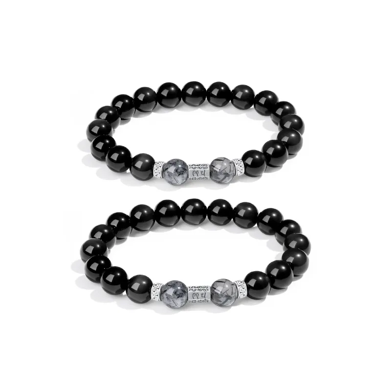 PUTUOSHANWENCHUANG Obsidian Bracelets Unisex-5