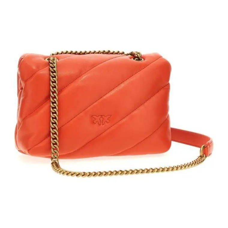 PINKO Love Bag Puff Sheepskin Shoulder Bag Crossbody Bag Mini Women's Orange-3