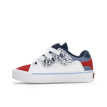 GLO BULL Anti Slip And Wear Resistant Breathable Low Top Skateboard Shoes Unisex White Blue Red