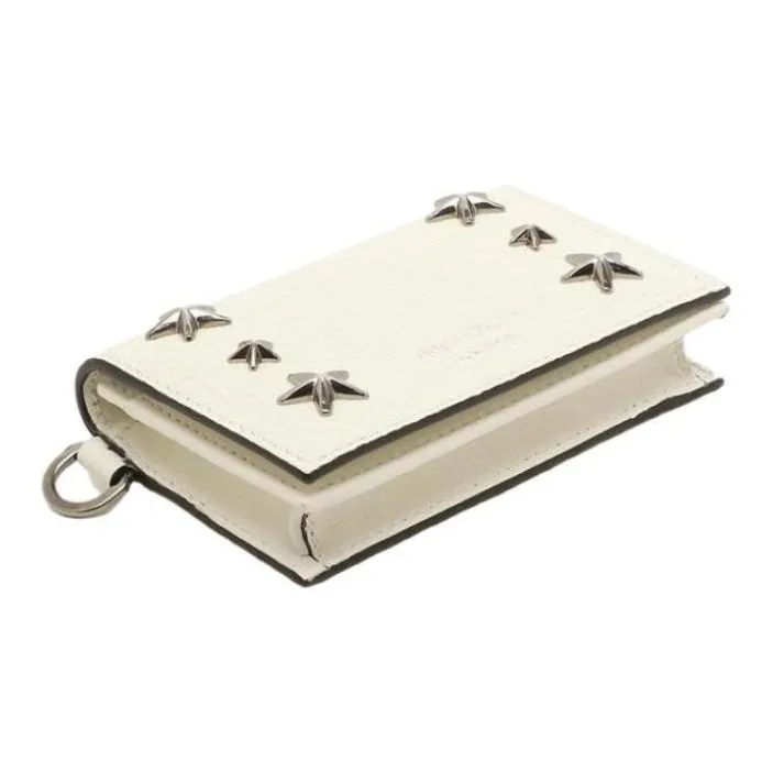 Jimmy Choo Leather Card Holder Unisex Latte Bronze-5