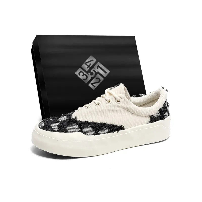 12345 Platform White Sneakers Abrasion Resistant, Lightweight, And Breathable Low Top Canvas Shoes Men's-10