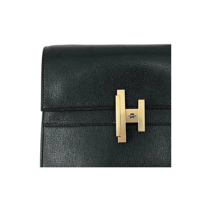 HERMES Cinhetic Chamkila Goat Skin Shoulder Bag Crossbody Bag Clutches Women's Noir Black-3