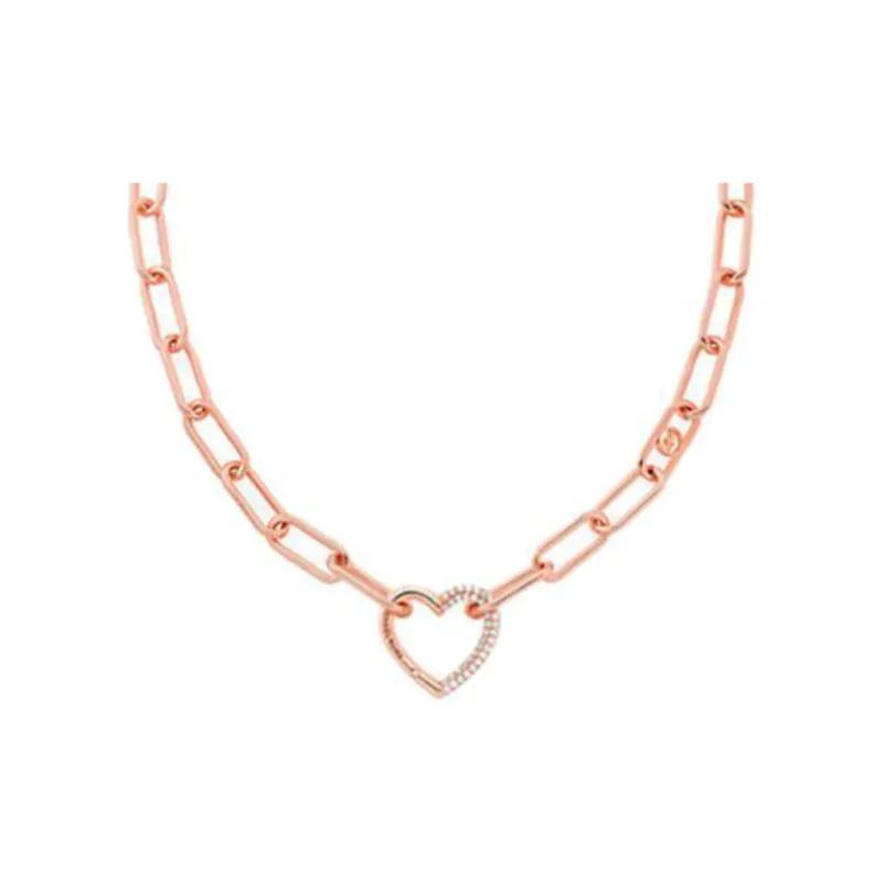 MICHAEL KORS Pavé Heart Curb-Link Necklace-1
