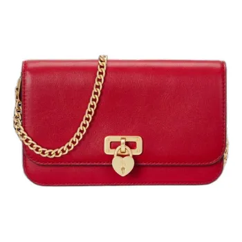 Polo Ralph Lauren Cow Leather Chain Wallet Large Size Women's Red