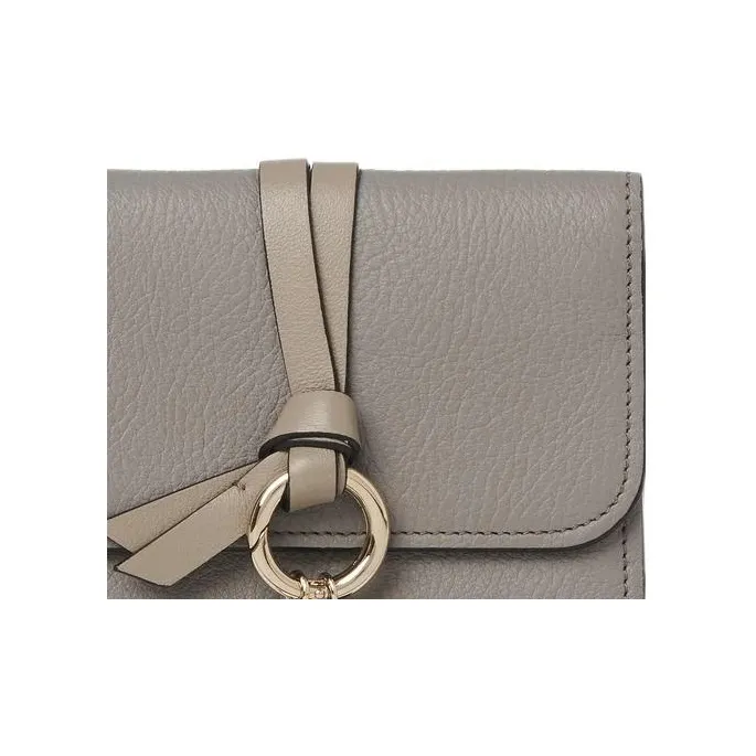 Chloe Alphabet Calfskin Card Holder, Wallet Small Size Women's Gray-4