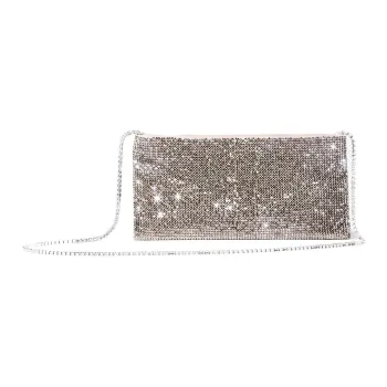 BENEDETTA BRUZZICHES Aluminum Mesh & Crystal One Shoulder Crossbody Clutch Women's Champagne Gold
