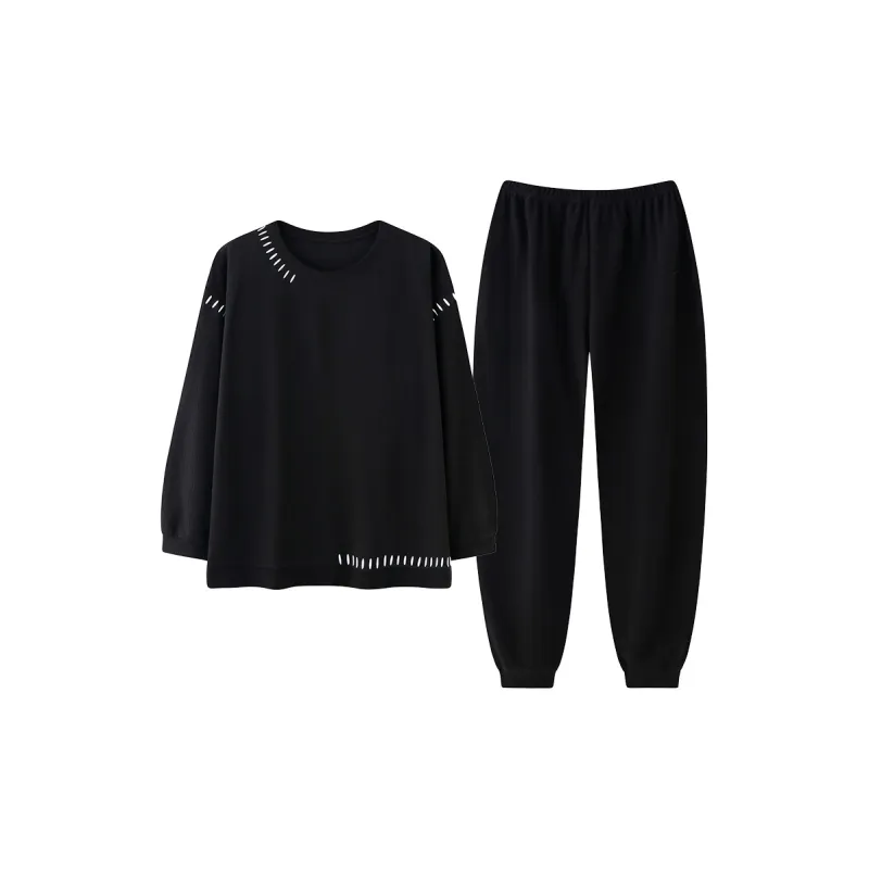 XIAFENYAN Pajama Set Men's 2 Sets Black-0