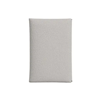 HERMES Calvi Mysore Goat Skin Card Holder Women's 80 Gris Perle Pearl Gray