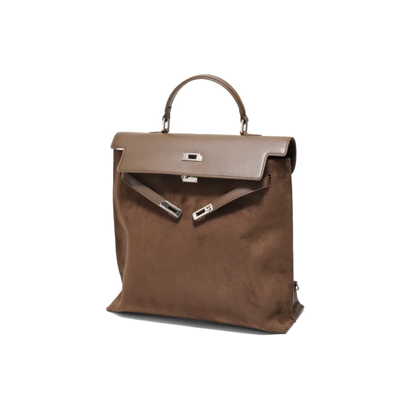 BELLE Artificial Leather Backpack Women's Black, Khaki-8