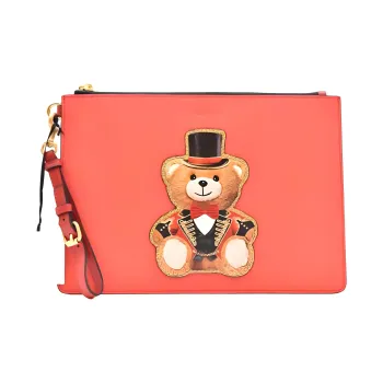 MOSCHINO Leather Clutch Regular Women's Orange