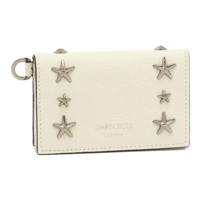 Jimmy Choo Leather Card Holder Unisex Latte Bronze-1