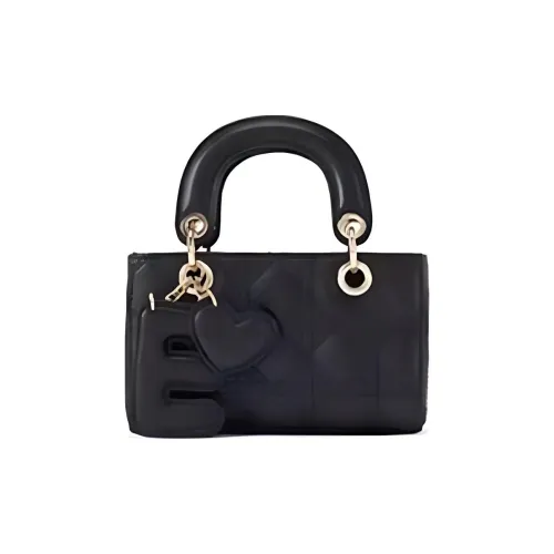 ELLE Cow Leather Lady Dior Bag, Shoulder Bag, Crossbody Bag, Handbag Small Size Women's Black/Ancora Red