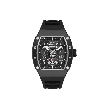 MEGIR Mechanical Movement Silicone Strap Watch Men's Watches Black Dial