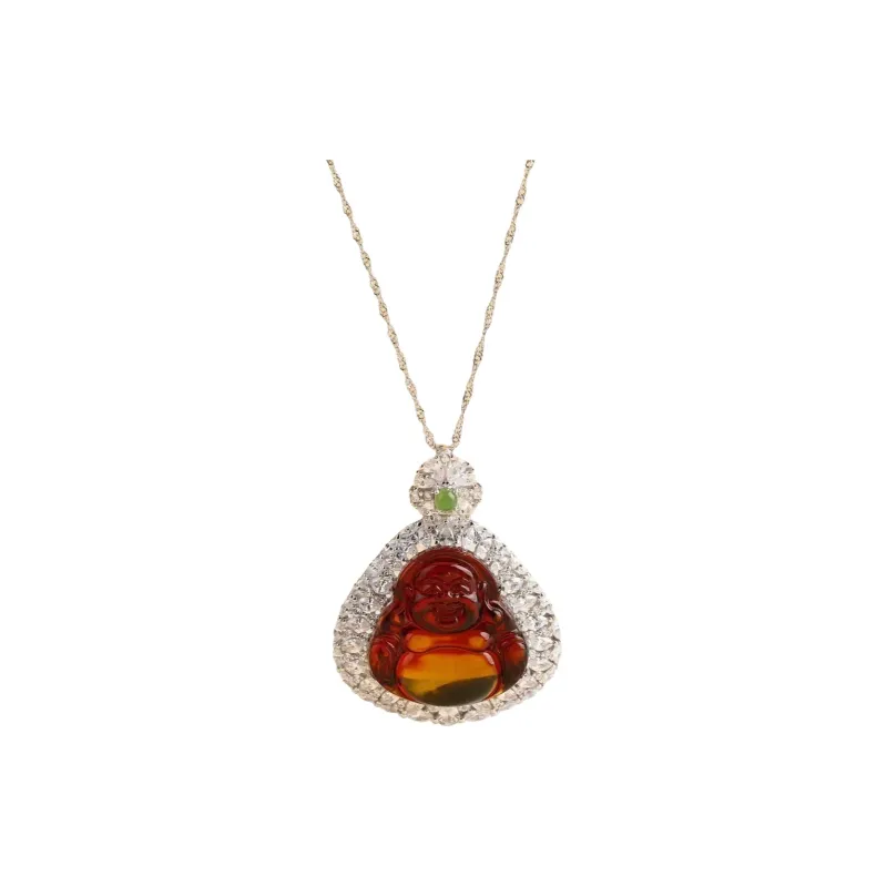 Xifeng Building Amber Jade Necklaces Unisex-0