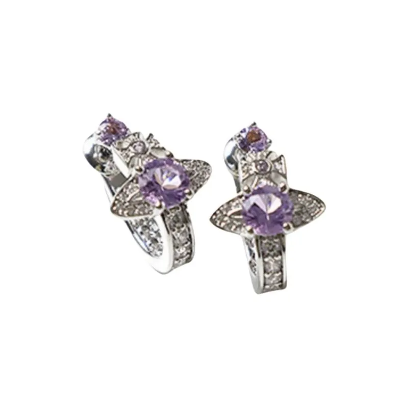 Vivienne Westwood Maitena Brass Earrings Unisex Silver/Purple-3