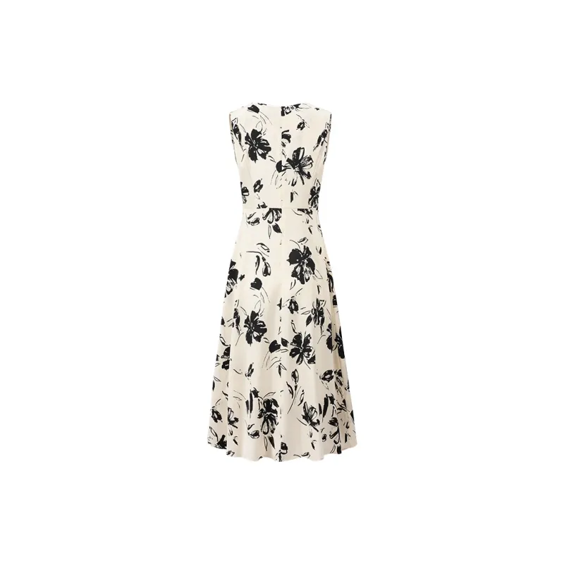 NAVIGARE Sleeveless Dress Women's Frost Apricot Black-1