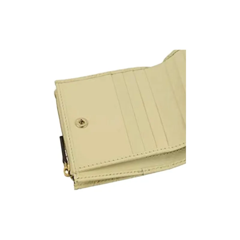 GUCCI Leather Card Holder Wallet Women's Beige Yellow-4