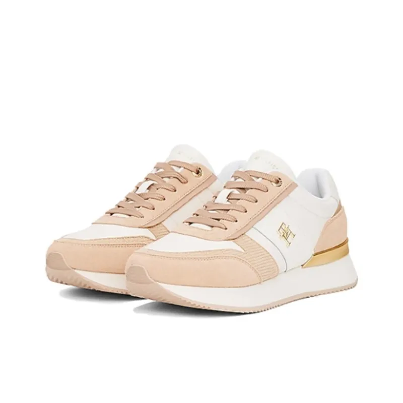 Tommy Hilfiger Trainers Low Top Casual Shoes Women's Antique White/Mist Red-1