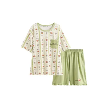 FENTENG x LINE FRIENDS Brown Bear Pajama Set Women's Grass Green