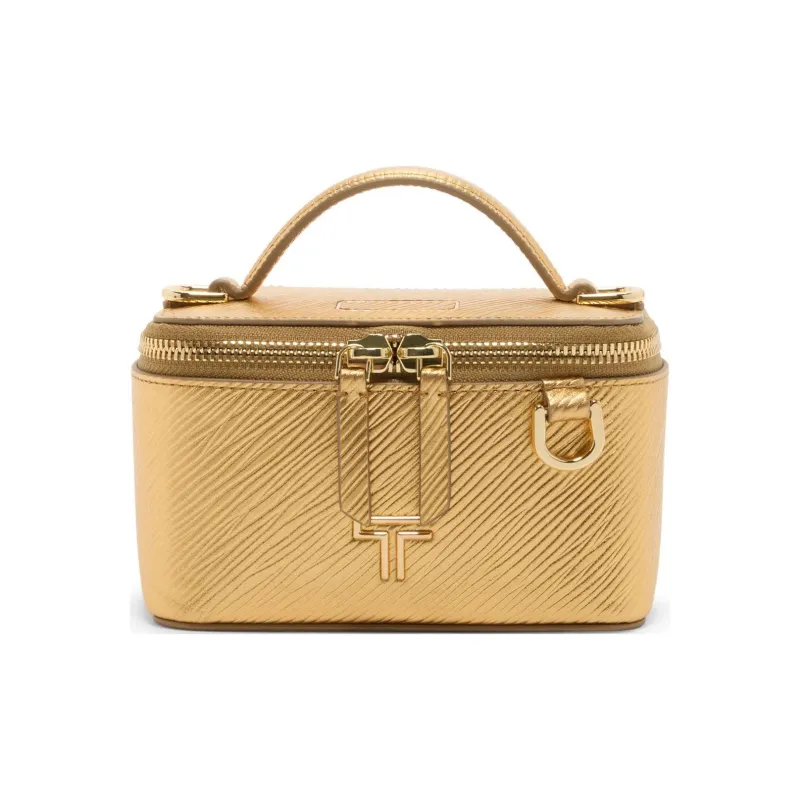 TUMI Leather Shoulder Bag Crossbody Bag Handbag Mini Women's Gold-0
