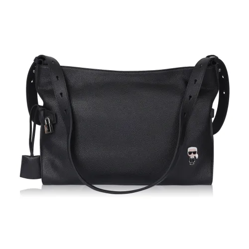 warmth LAGERFELD Top Grain Cow Leather Crossbody Bag Women's Black