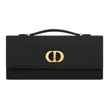 DIOR Caro Calfskin Handbag Women's Black