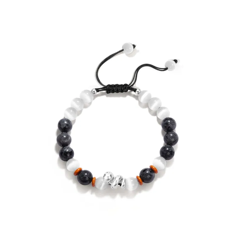 VOEX Silver Sheen Obsidian Bracelets Unisex-4