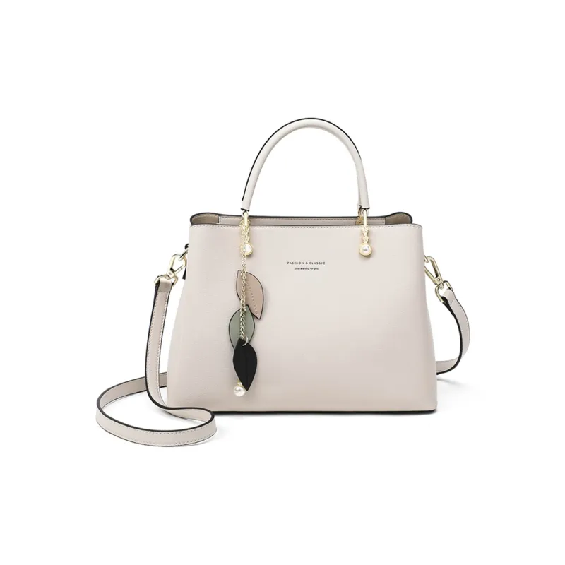 COMELY Cow Leather Handbag Shoulder Bag Crossbody Bag Kelly Bag Regular Women's Ecru-2