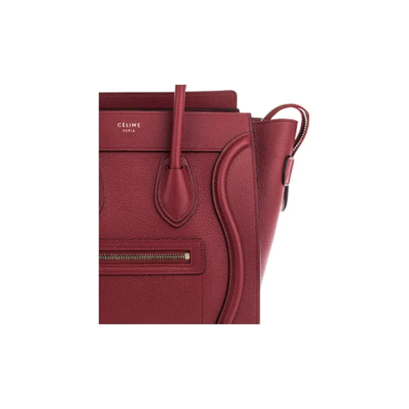 CELINE Luggage Leather Smile Bag Shopping Bag Crossbody Bag Shoulder Bag Handbag Women's Red-4