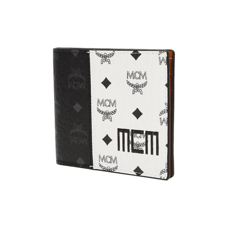 MCM Canvas Wallet Men's Black White-1