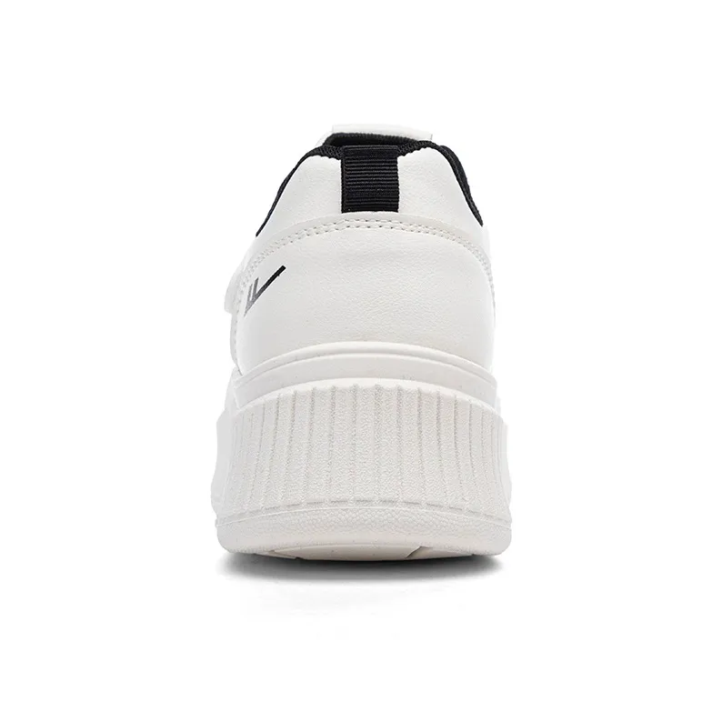 Warrior Non-slip Lightweight Low-Top Skateboard Shoes Women's White Black-4