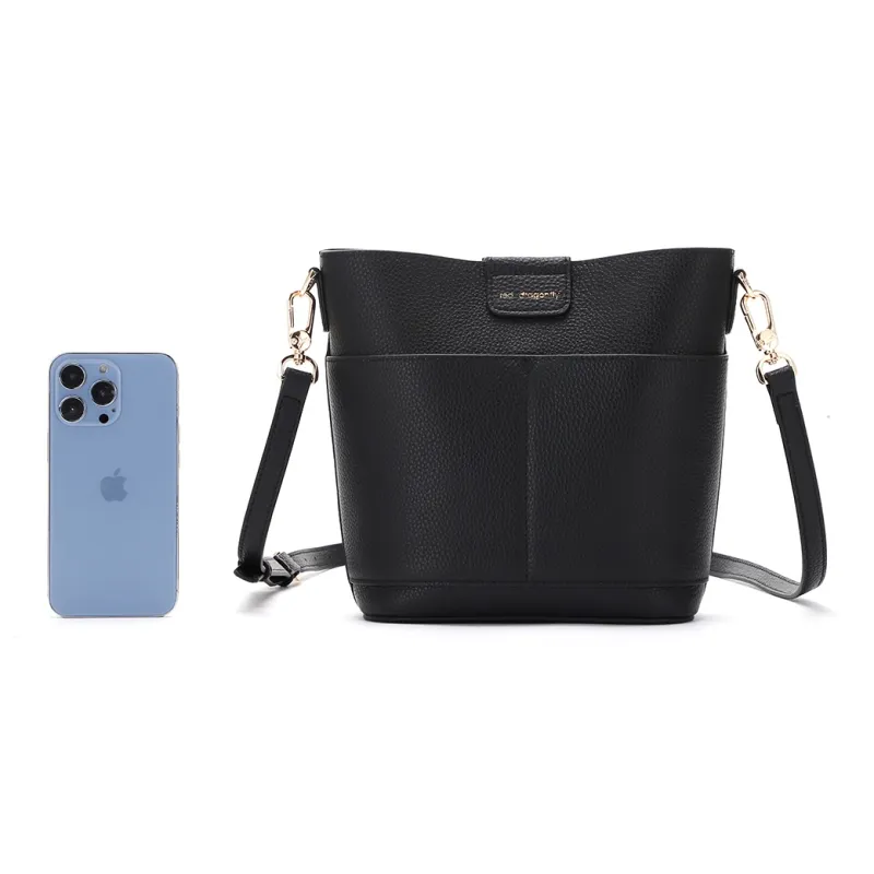 RED DRAGONFLY Top Grain Cow Leather Portable One Shoulder Crossbody Bucket Bag Regular Women's Multicolor-14