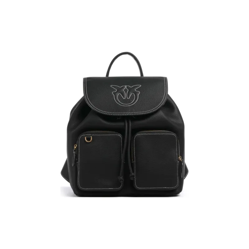 PINKO Cow Leather Backpack Women's Black-0