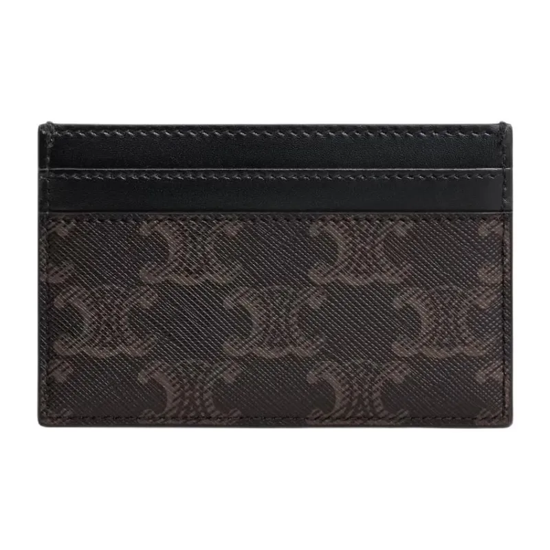 CELINE CANVAS TRIOMPHE Canvas Card Holder Medium Size Men's Black & Brown-2