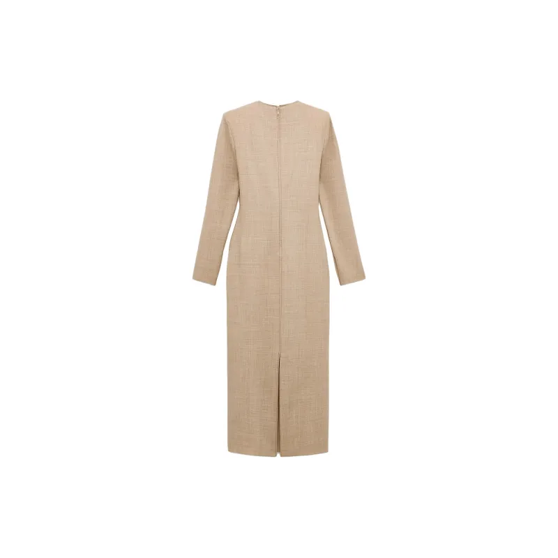 ZARA ZW Series Long Sleeved Dress Women's Beige-1