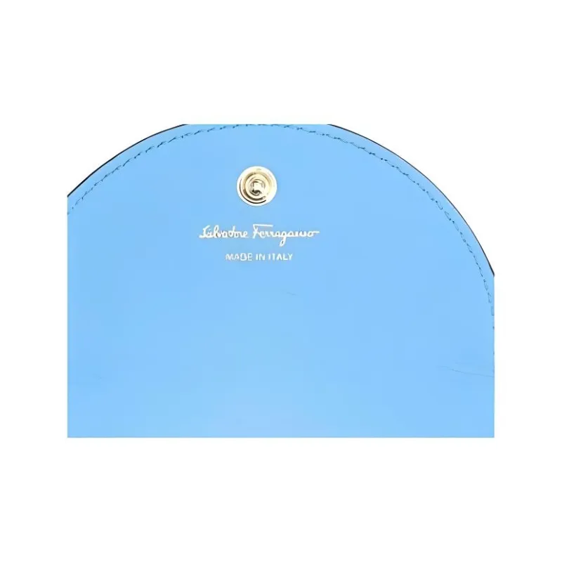 FERRAGAMO GANCINI Cow Leather Wallet Coin Purse Card Holder Men's Blue-4