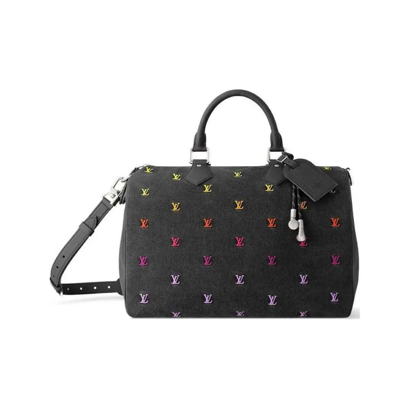 LOUIS VUITTON Speedy Blason Denim Shoulder Bag, Crossbody Bag, Handbag Men's Gradient Orange-0