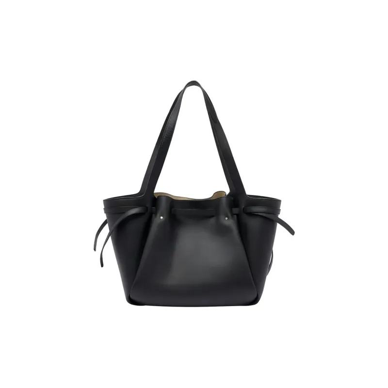 TORY BURCH Litchi Grain Leather Tote Bag, Shopping Bag, Shoulder Bag Tubas Women's Black-2